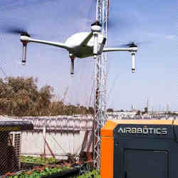 An Airobotics drone and its base station.