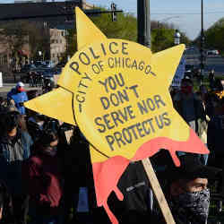 A protest against the use of ShotSpotter in Chicago. 