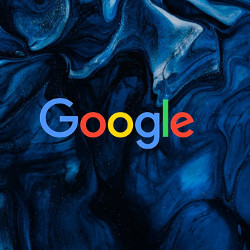 Google logo on black cloud background