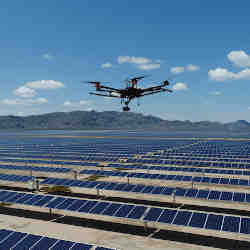 Using a drone to inspect a solar farm.