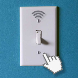 light switch with wireless and pointer icons