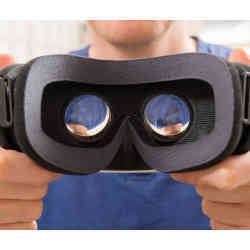 A virtual reality headset. 