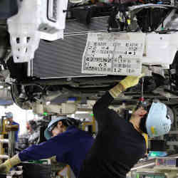 Auto assembly in Toyota's factory in Motomachi, Japan. 