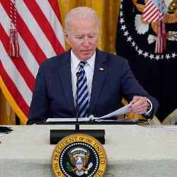 President Joe Biden at cybersecurity meeting