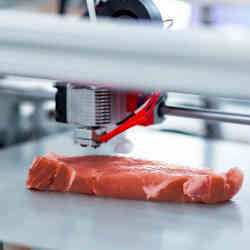 Three-dimensionally printing a piece of meat. 