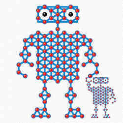 Artist's representation of a self-reproducing robot. 