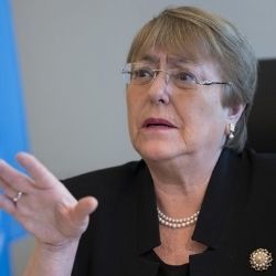 A headshot photo of UN Human Rights Office High Commissioner Michele Bachelet