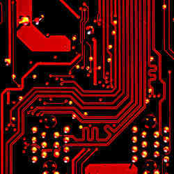 Closeup of a printed circuit board. 