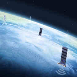 An illustration depicting Starlink satellites in orbit.