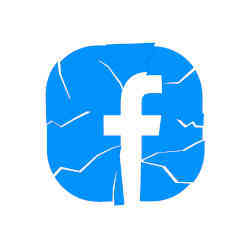 Cracks in the Facebook logo.