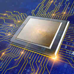 Artist's representation of a semiconductor chip.