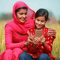 Women using a smartphone.