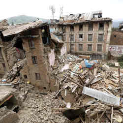 Aftermath of a 2015 earthquake in Katmandu, Nepal. 