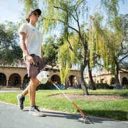 Taking the smart cane for a walk.