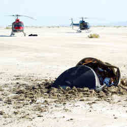 The Genesis sample return capsule on the ground in Utah. 