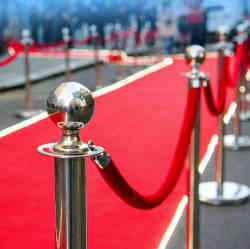 The red carpet walked by celebrities at media events. 