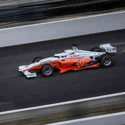 An autonomous car on the track. 