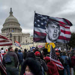 Supporters of President Donald Trump gather outside the Capitol in Washington prior to breaching security in protest of the presidential election results on Jan. 6, 2021.