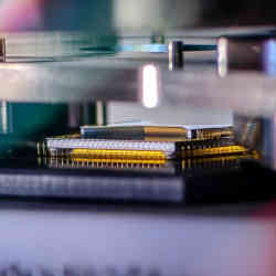 A quantum computing chip.