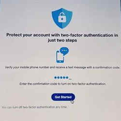 A two-factor authentication warning.