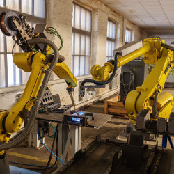 two industrial robots