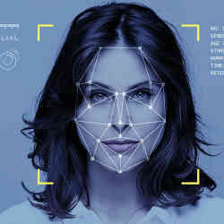 A facial recognition program in use. 