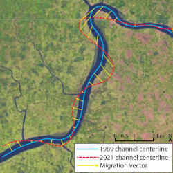 Data from the database was used to develop this graphic of a river's migration over more than 30 years.