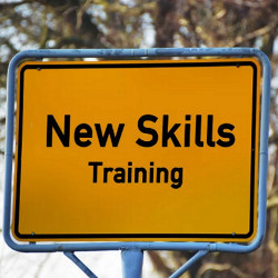 sign stating 'New Skills Training'