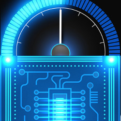 cpu and speed gauge, illustration