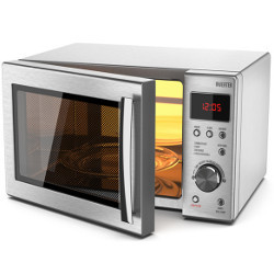 door open on empty microwave oven