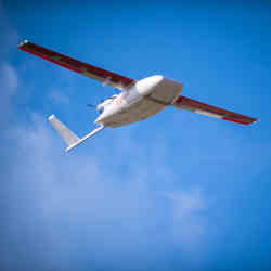 A Zipline drone in flight.