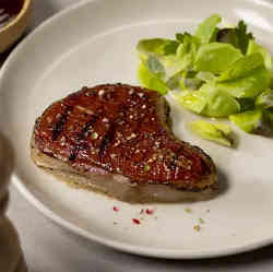 The 3.7oz cultivated steak printed by MeaTech 3D. 