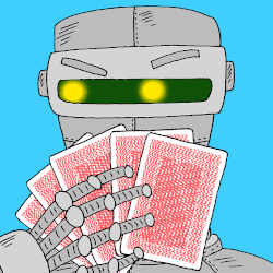 A poker-playing robot considers its options.