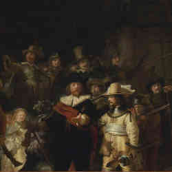 A portion of Rembrandt's The Night Watch.