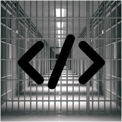 HTML icon over prison interior