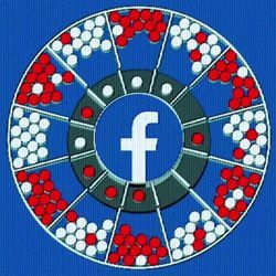 An illustration of a spinning wheel shows randomness of Facebook decisions about content.