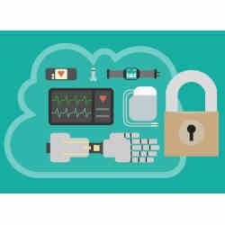 Illustration of some of the types of hospital equipment connected to the Internet of Things. 