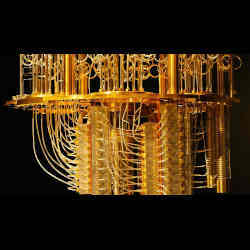 Close-up of a quantum computer.