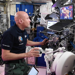 Astronaut Luca Parmitano operates a robotic avatar from the International Space Station