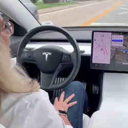 A Tesla vehicle operated in Full Self Driving mode. 