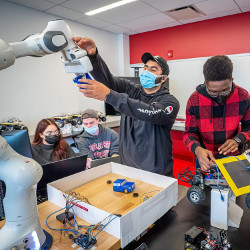 Robotics Club members in CRoSS Lab at Montclair State University 