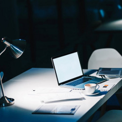 work desk at night