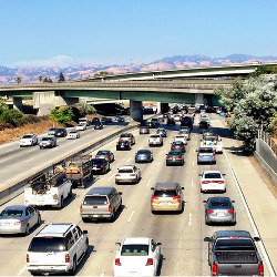 rows of cars on a highway