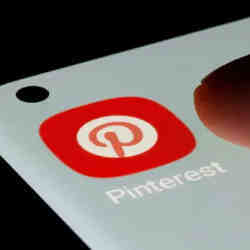 The Pinterest icon on a mobile device.