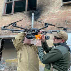 A drone being assembled. 