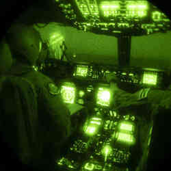 An example of night vision used aboard a C-17 aircraft.