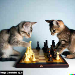 DALL-E generated this image from a command for cats playing chess.