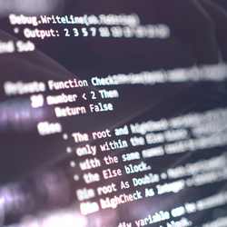 Programmer's code displayed on computer screen.