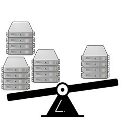 servers on each end of an imbalanced seesaw