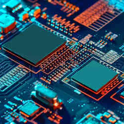 Devices on a printed circuit board. 